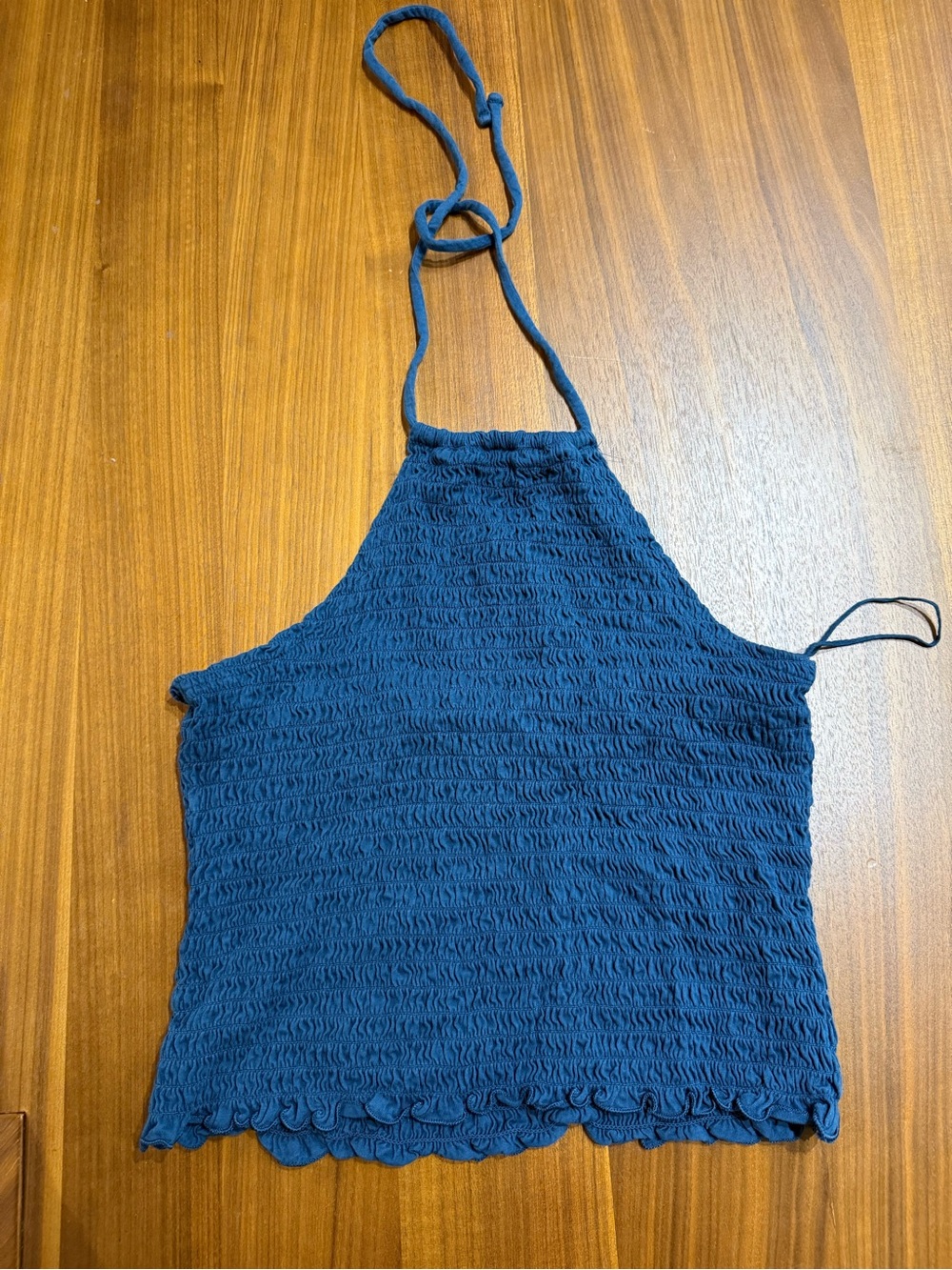 Old Navy Navy Smocked Halter Crop Camisole